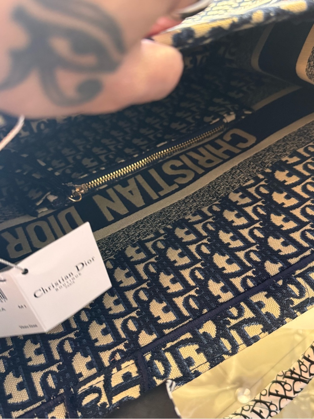 Navy & Beige Book Tote Bag - Picture 11 of 11